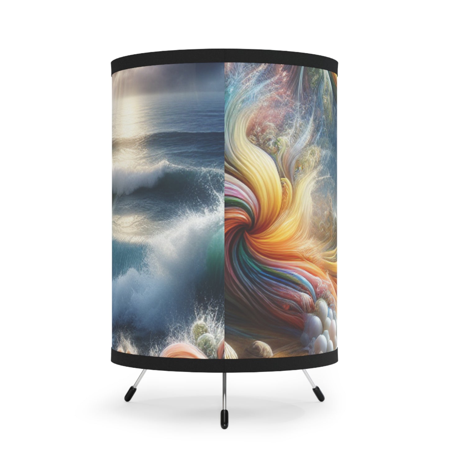 Artistic Tripod Lamp with Ocean Wave Design, Perfect for Home Decor, Beach House, Gifts, Cozy Lighting, Relaxation
