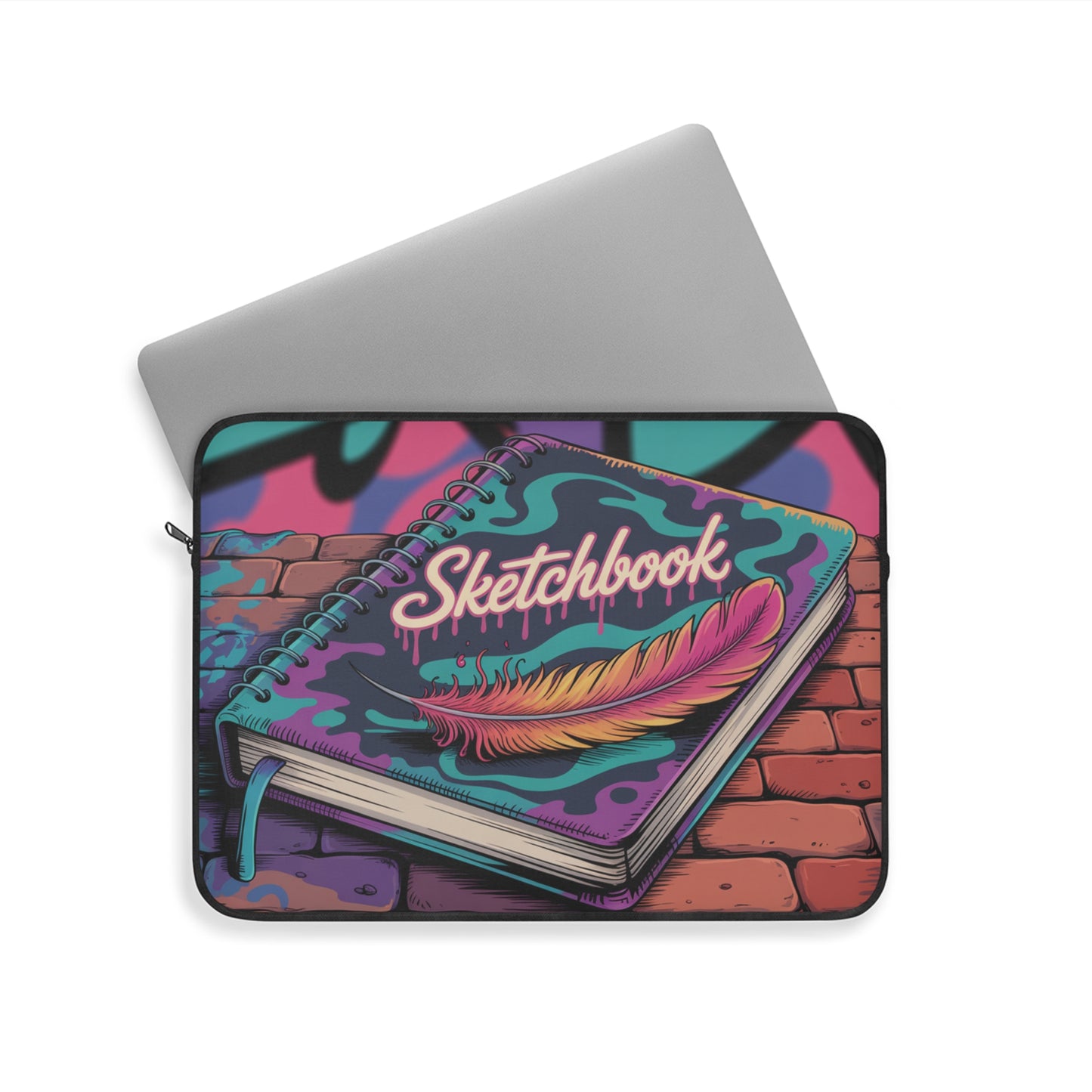 Vibrant Sketchbook Laptop Sleeve, Artistic Design for Creatives, Perfect for Gifts, College Students, and Sketch Lovers