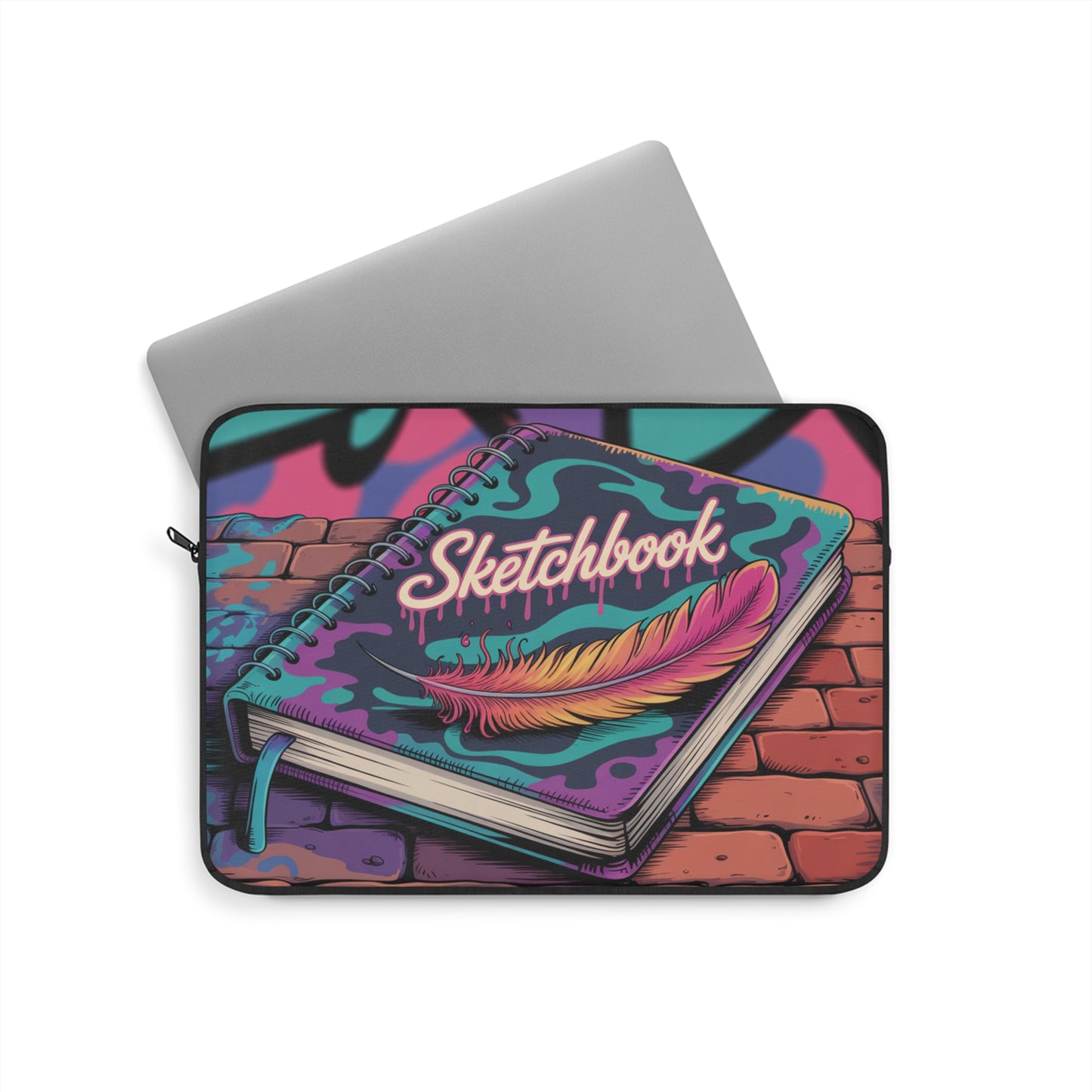 Vibrant Sketchbook Laptop Sleeve, Artistic Design for Creatives, Perfect for Gifts, College Students, and Sketch Lovers
