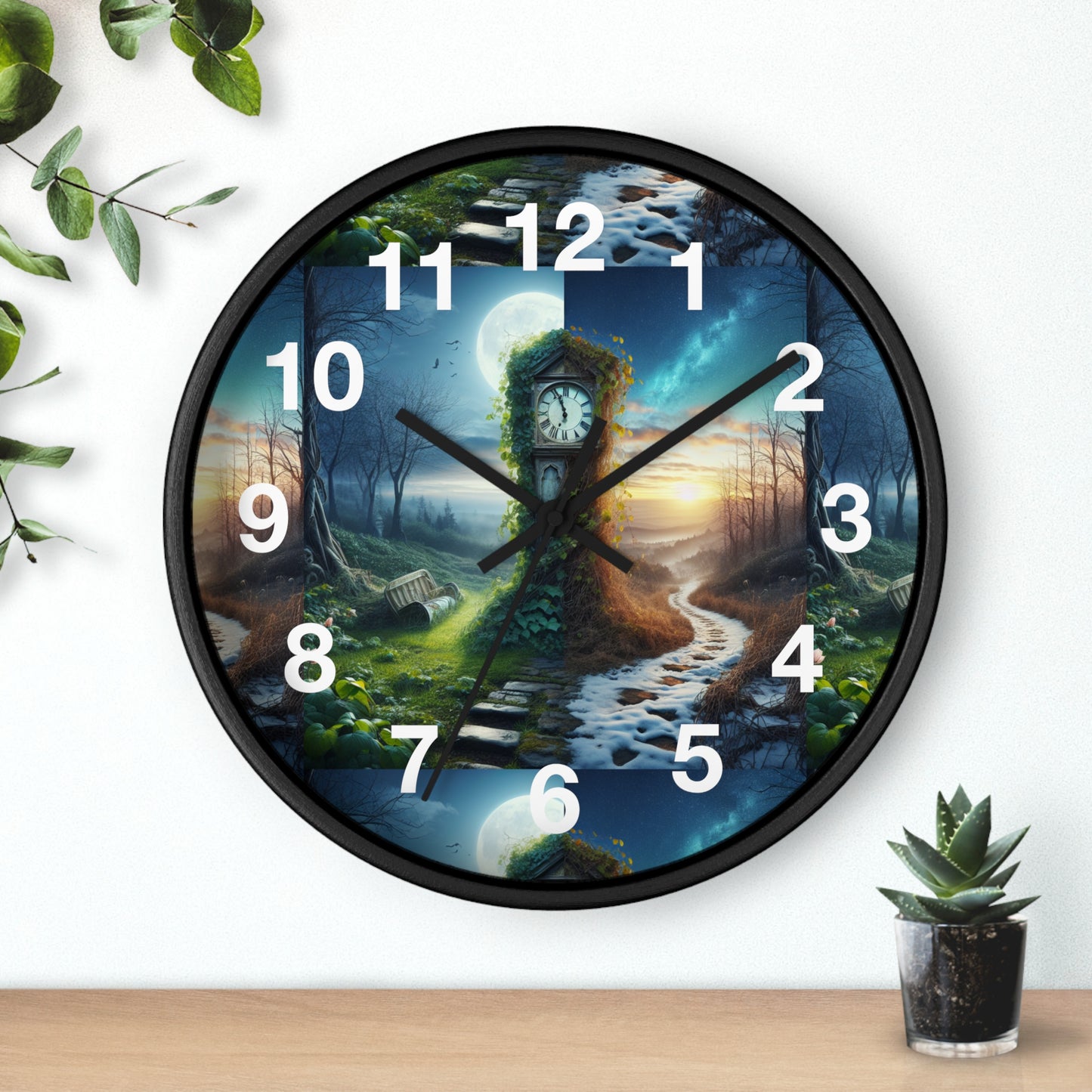 Enchanting Landscape Wall Clock - Nature Decor, Gift for Home, Timeless Style, Room Accent, Unique Wall Art