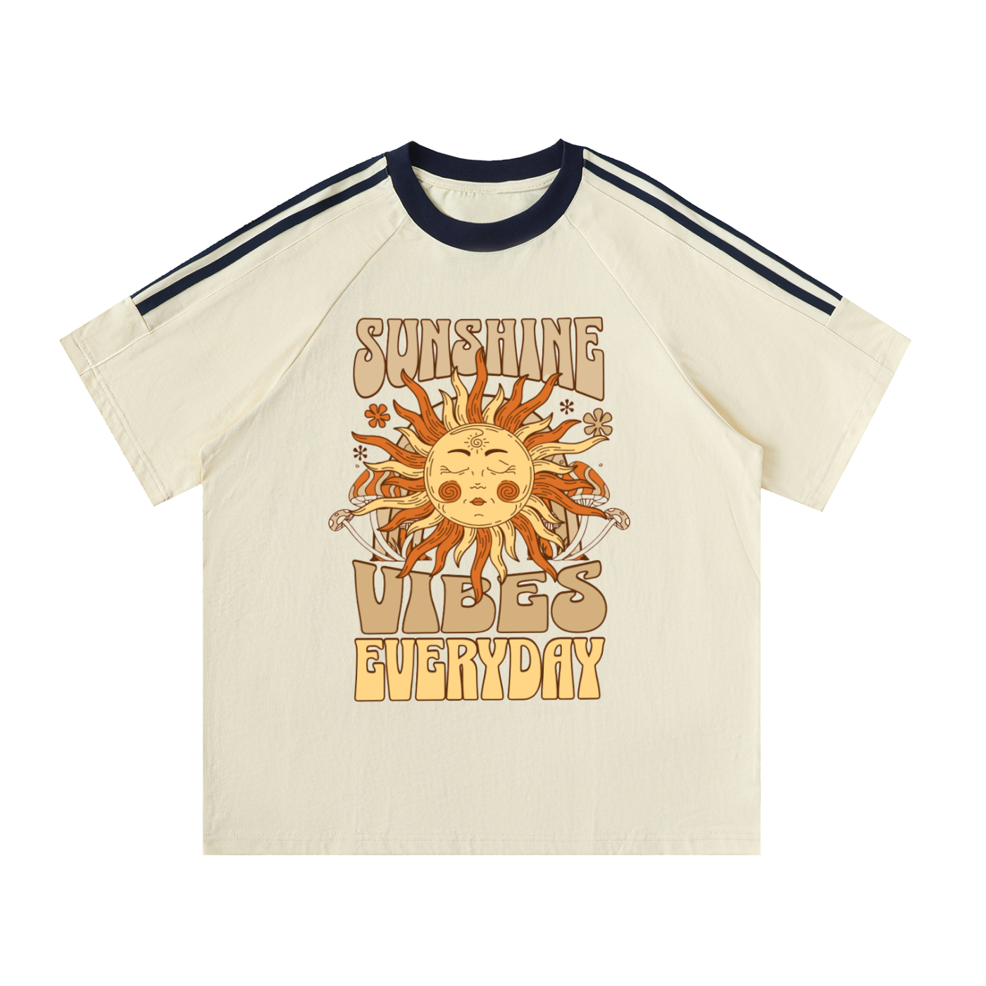 Contrast Tape Crewneck Cotton T-Shirt