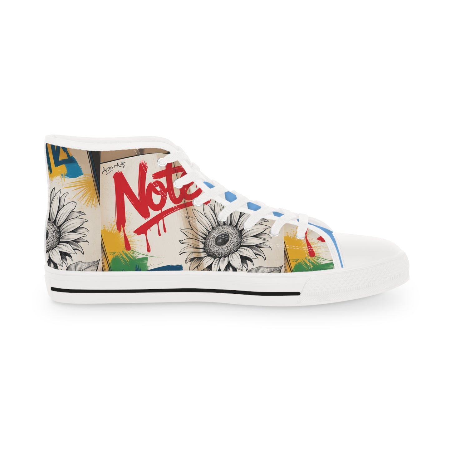 Artistic High Top Sneakers, Unique Canvas Footwear, Trendy High Tops, Customizable Sneaker Design, Unisex Fashion Sneakers