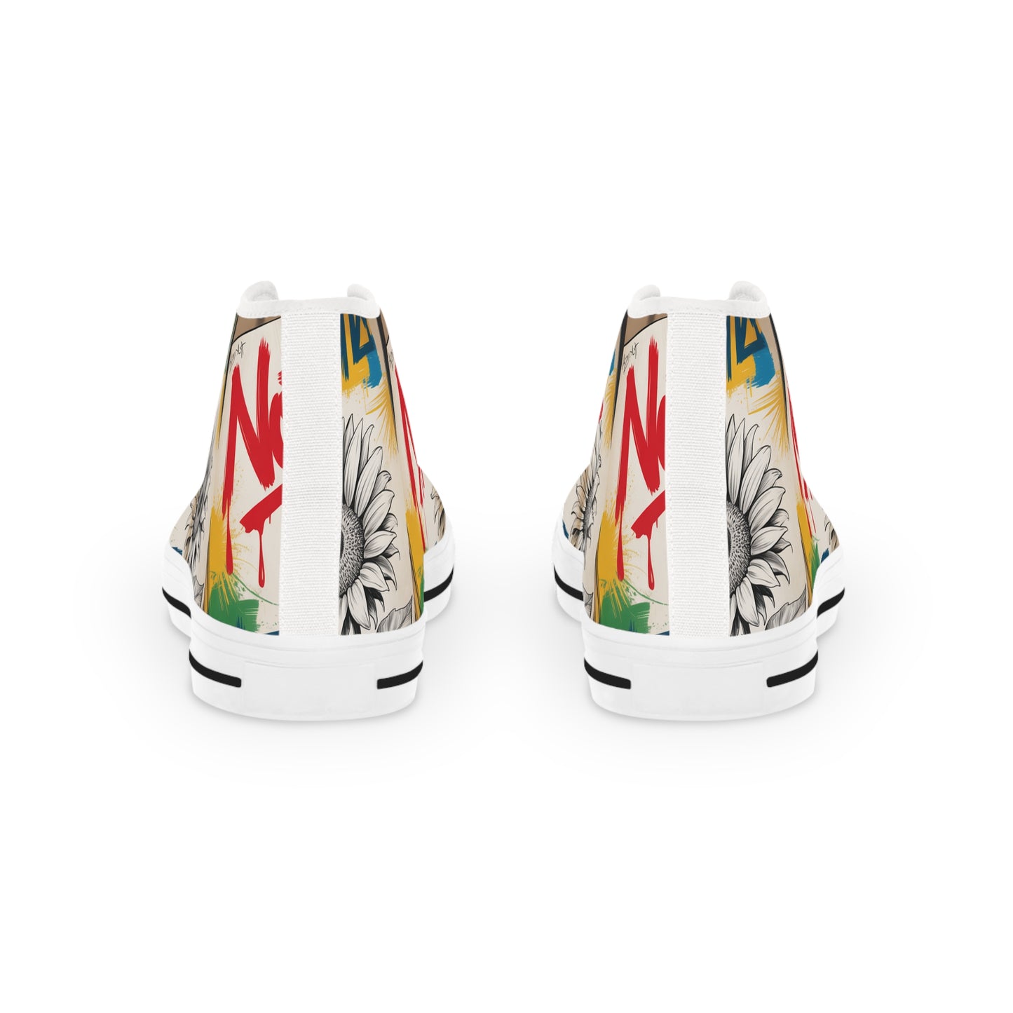 Artistic High Top Sneakers, Unique Canvas Footwear, Trendy High Tops, Customizable Sneaker Design, Unisex Fashion Sneakers