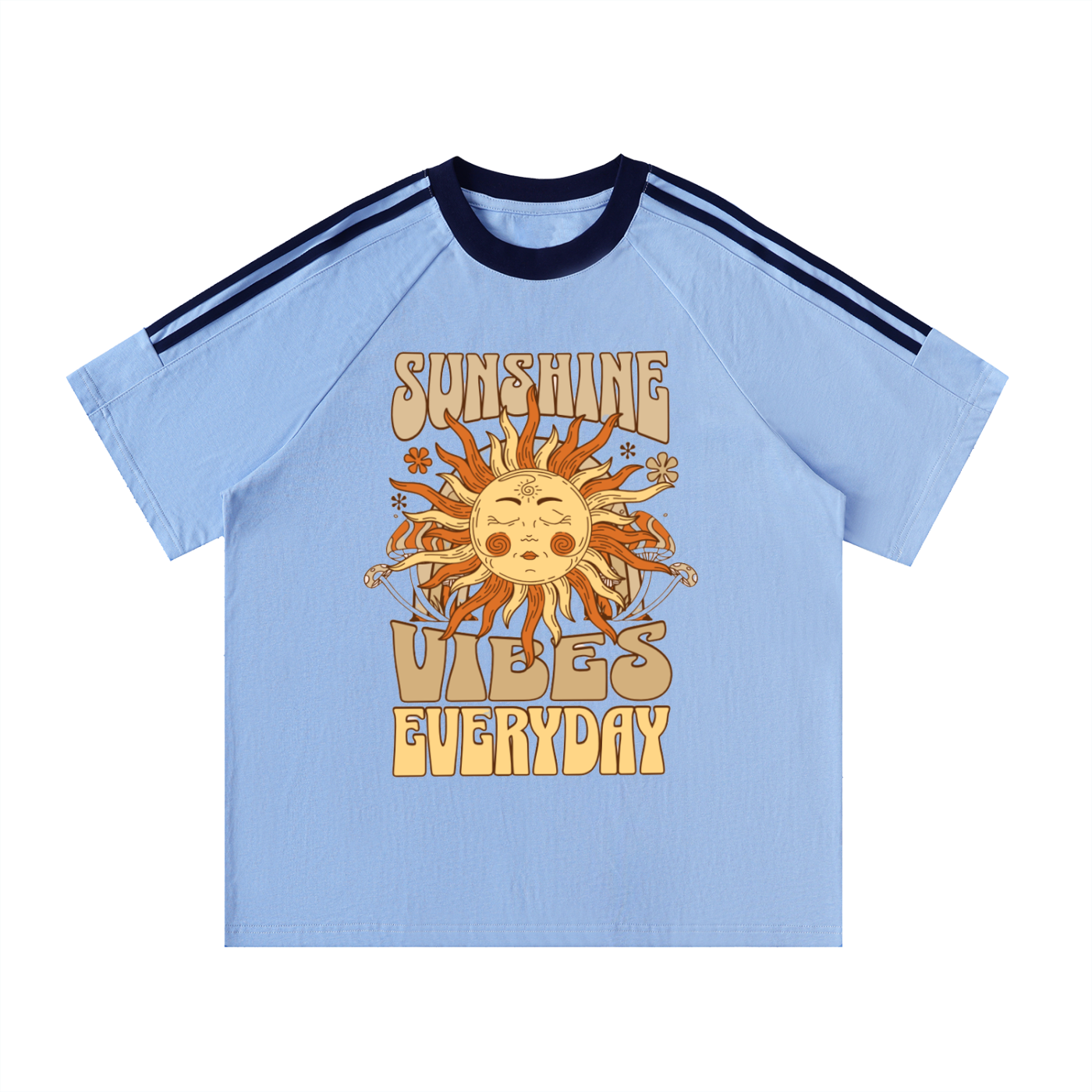 Contrast Tape Crewneck Cotton T-Shirt