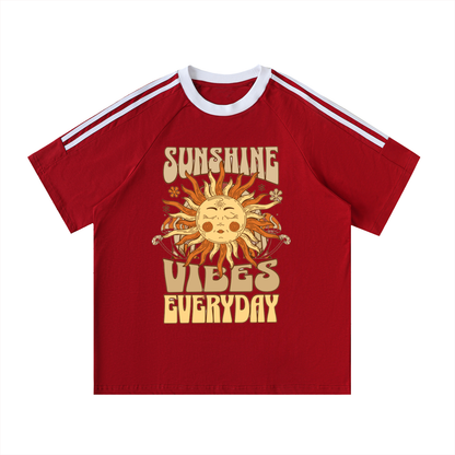 Contrast Tape Crewneck Cotton T-Shirt