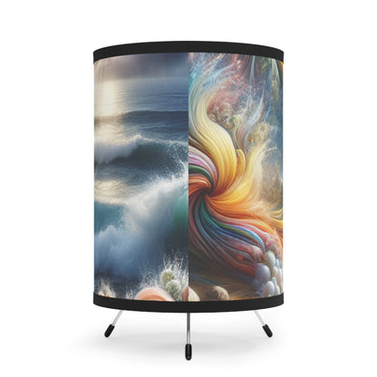 Artistic Tripod Lamp with Ocean Wave Design, Perfect for Home Decor, Beach House, Gifts, Cozy Lighting, Relaxation