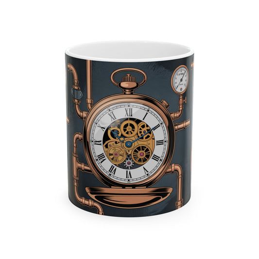Steampunk Owl Mug – Chronos Automata Design, Coffee Cup, Gift for Owl Lovers, Unique Home Decor, Steam Punk Aesthetic