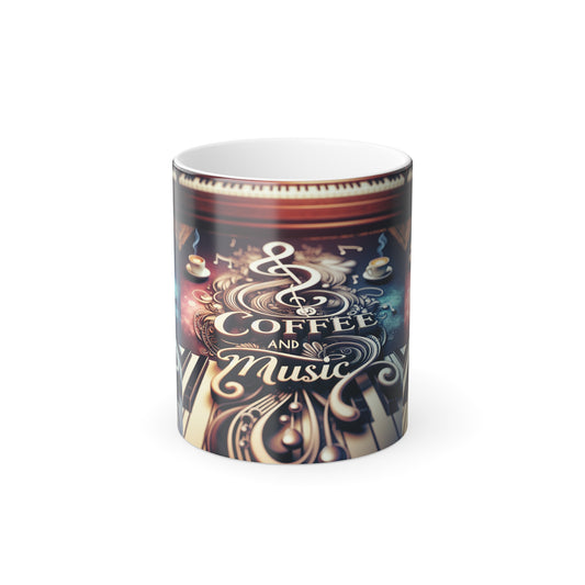Color Morphing Mug: Coffee and Music, Personalized Gift for Music Lovers, Unique Coffee Mug, Add Color Magic to Your Morning, Fun Home Decor