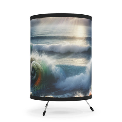 Artistic Tripod Lamp with Ocean Wave Design, Perfect for Home Decor, Beach House, Gifts, Cozy Lighting, Relaxation
