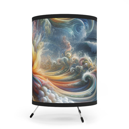 Artistic Tripod Lamp with Ocean Wave Design, Perfect for Home Decor, Beach House, Gifts, Cozy Lighting, Relaxation