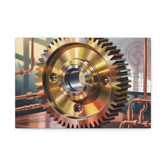 Industrial Gear Wall Art Canvas Print, Steampunk Decor, Home Office Artwork, Unique Gift for Engineers, Mechanical Design