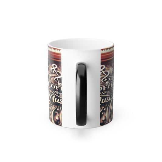 Color Morphing Mug: Coffee and Music, Personalized Gift for Music Lovers, Unique Coffee Mug, Add Color Magic to Your Morning, Fun Home Decor