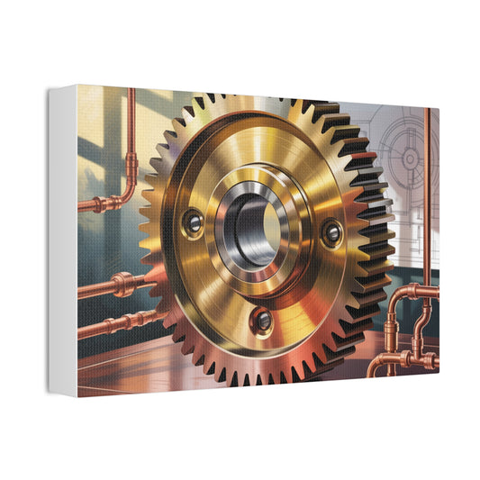 Industrial Gear Wall Art Canvas Print, Steampunk Decor, Home Office Artwork, Unique Gift for Engineers, Mechanical Design