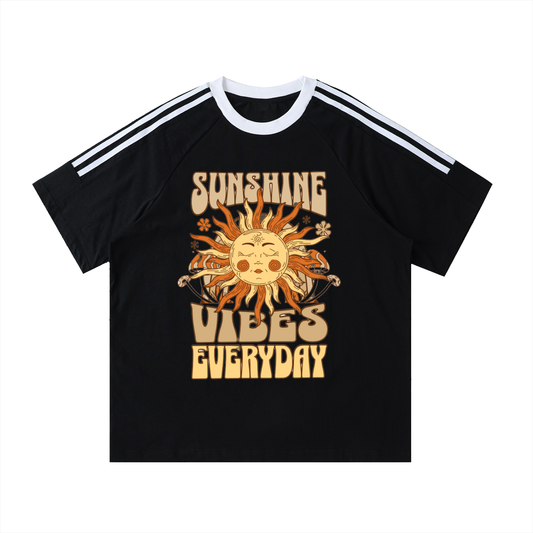 Contrast Tape Crewneck Cotton T-Shirt